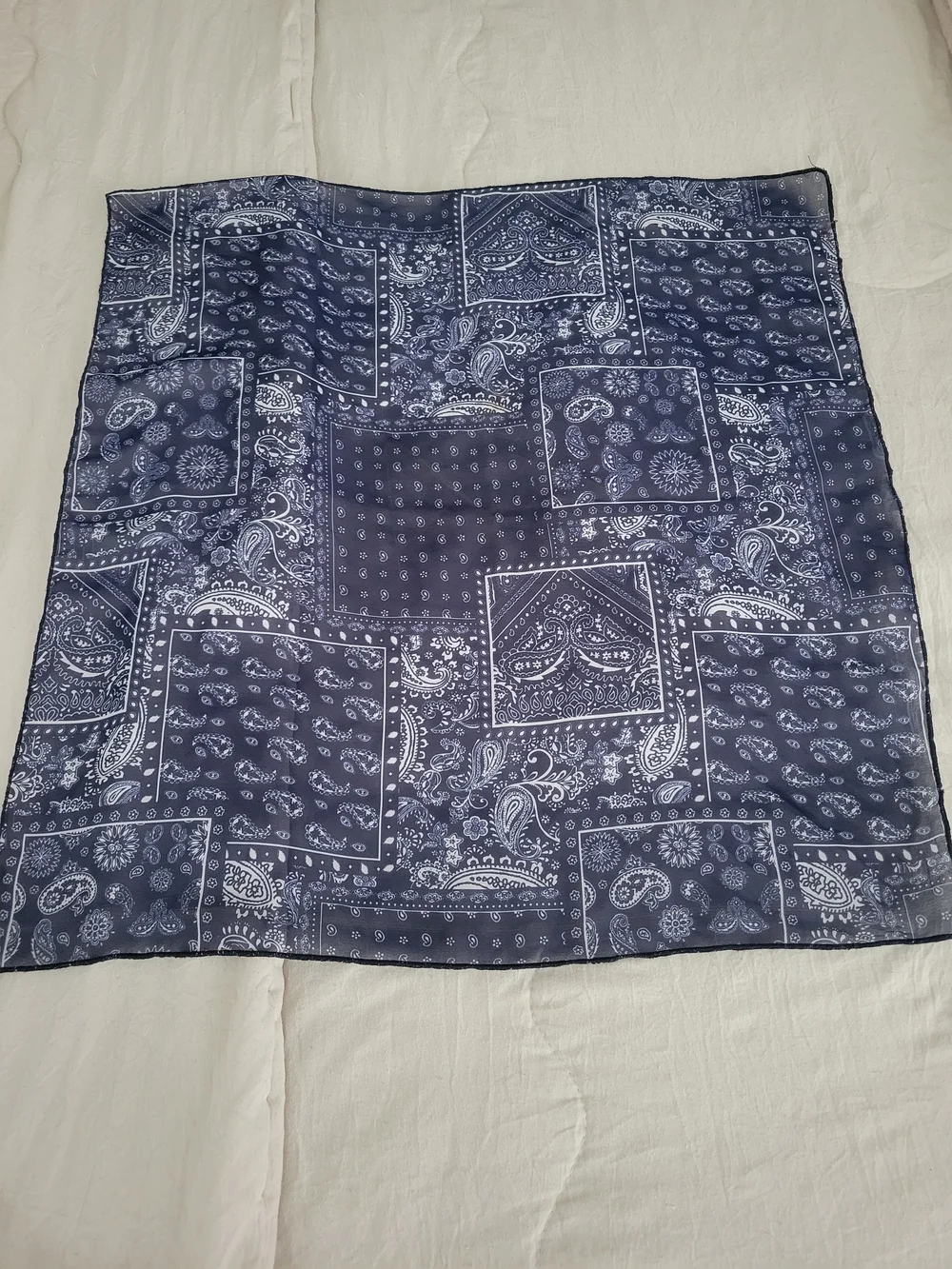 Navy Paisley Bandana-Style Bedding Accessory
